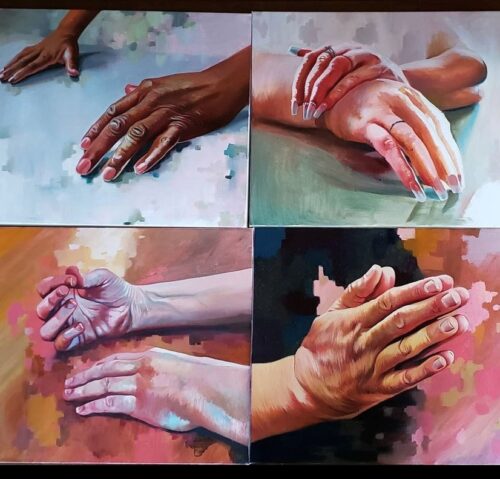 paintings of hands by Kimberly Burnett