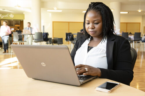 online student using laptop