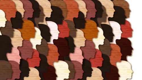 Shadowed images of face profiles in different shads of brown and white
