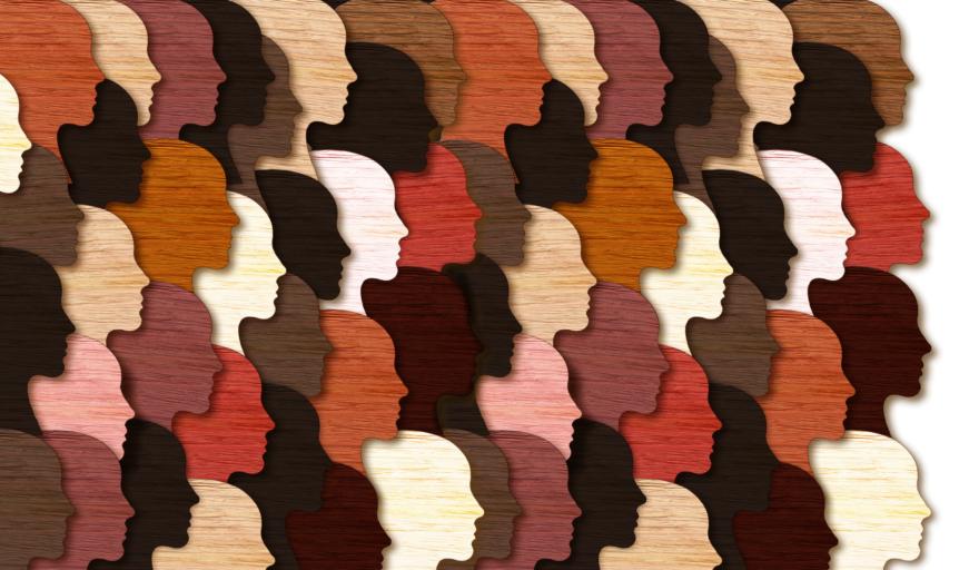 Shadowed images of face profiles in different shads of brown and white
