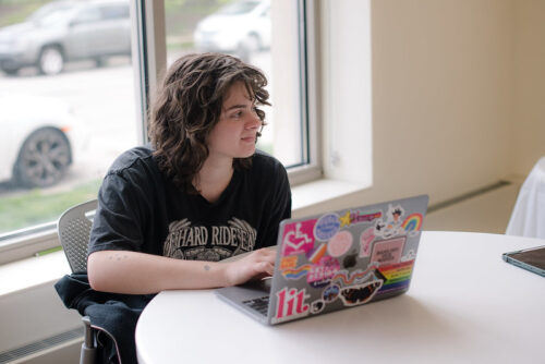 social work student using laptop
