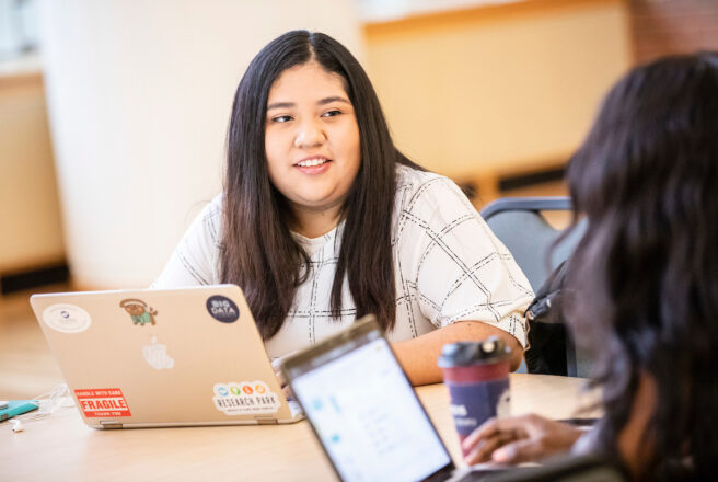 student using laptop